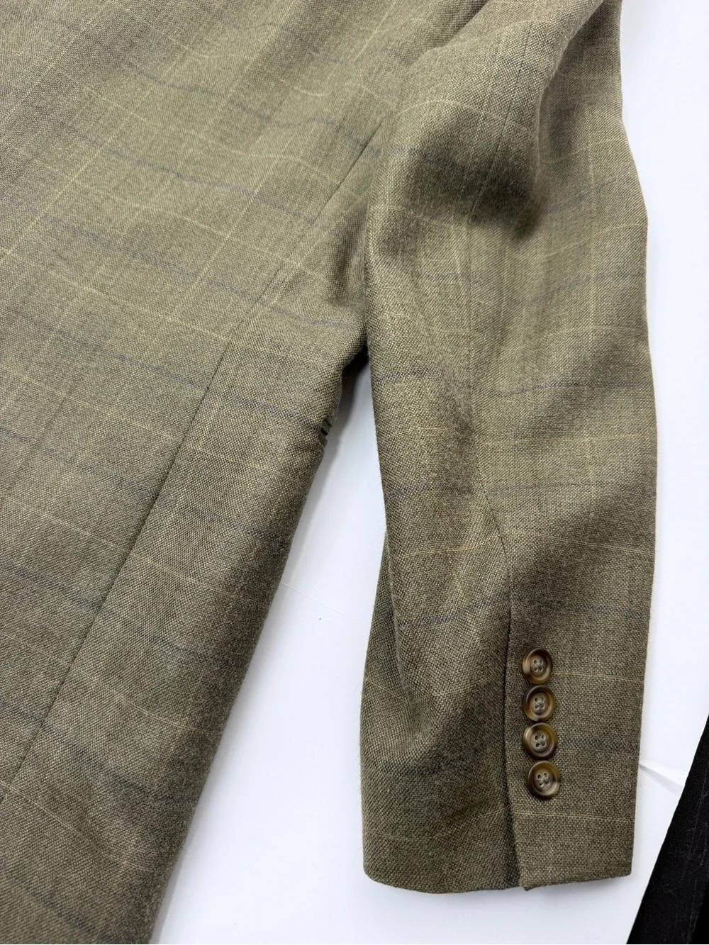 Jos A Bank Mens Sport Coat Blazer Olive Green Plaid Windowpane 2 Button 46R